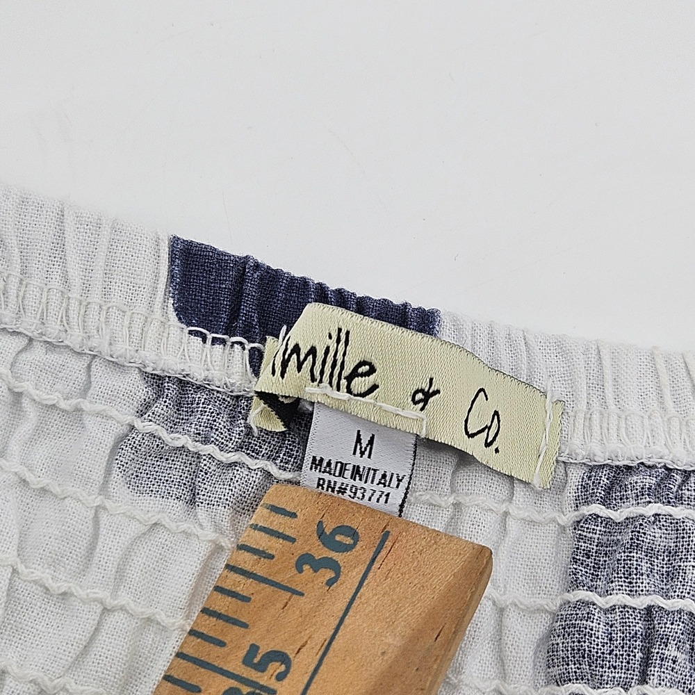 Camille & Co Linen Blend‎ Made in Italy Polka Dot Skirt Coastal Euro Summer M - Picture 2 of 6
